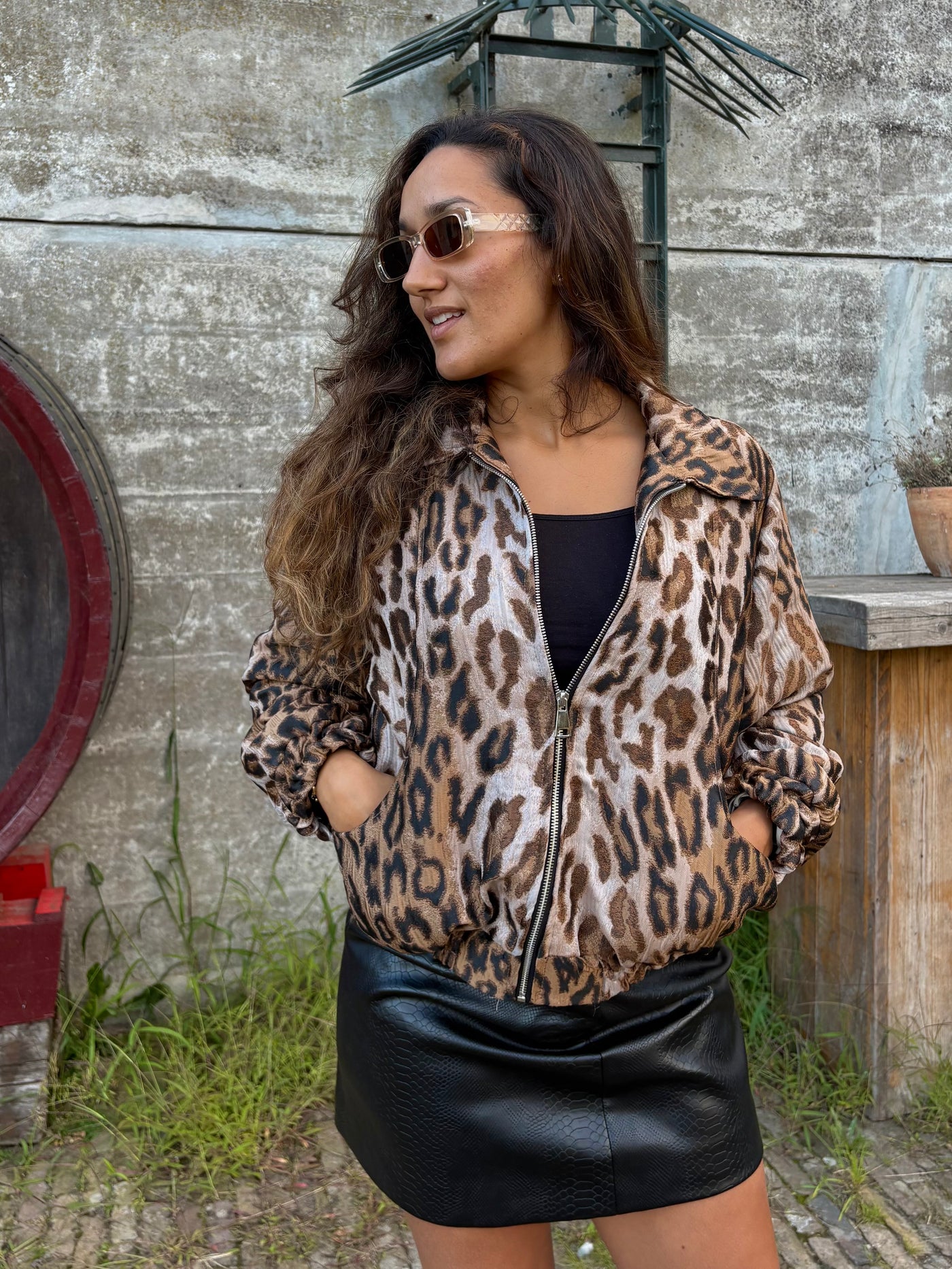 Yinthe Leopard Bomber Jacket
